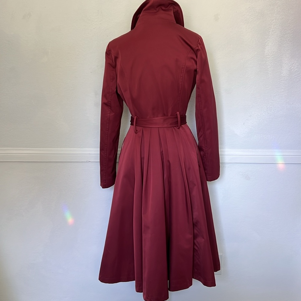 40th Retro style BurgundyDouble-Breasted Trench Coat ~ Collectif Vintage London - Picture 5 of 17